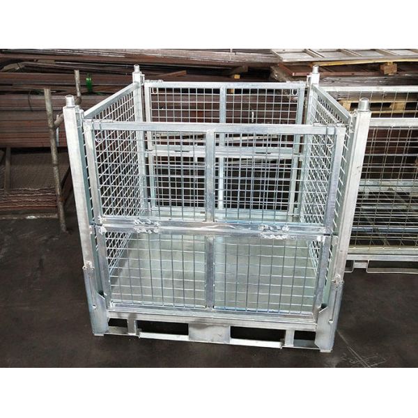 Collapsible Storage Folding Stacked Warehouse Steel Metal Wire Mesh Pallet Stillage Cage Foldable Box Pallet 
