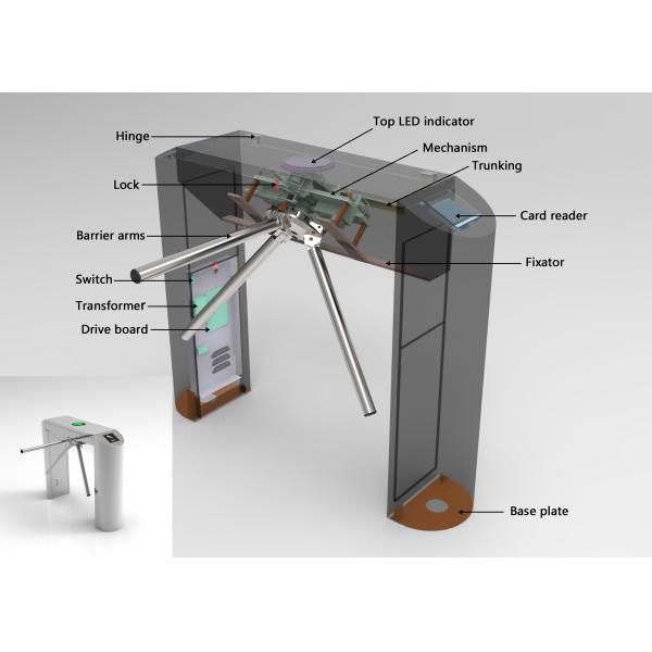 Stainless Steel Vertical Tripod Turnstile DC 24V For Supermarket Time Attendance