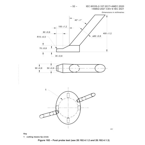 IEC 60335-2-107 Foot Probe For Robotic Battery Powered Electrical Lawnmowers