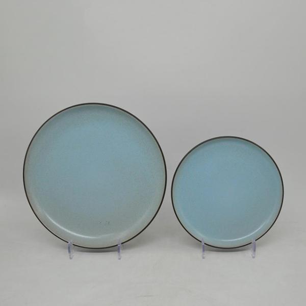 Blue 4pcs Rustic Pottery Dinnerware Rustic Ceramic Plates Bowl And Cup