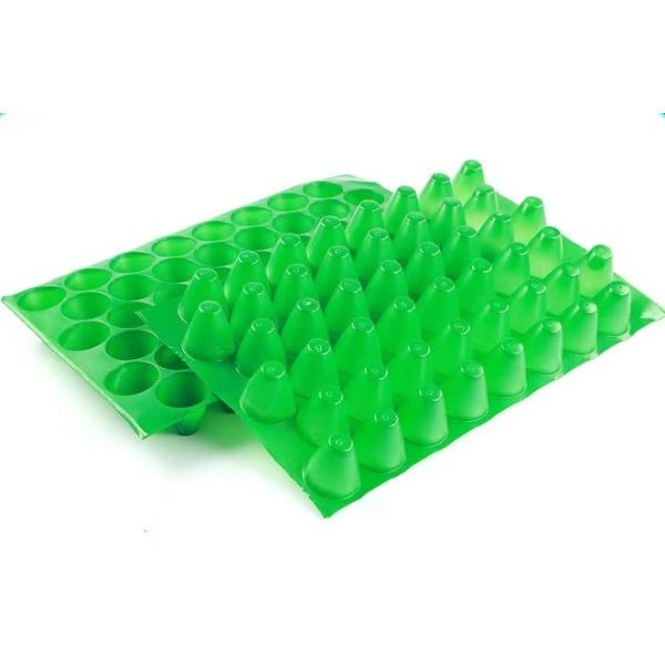 custom 48 cell green PP plastic germination tray round planting seedling grow paddy tray