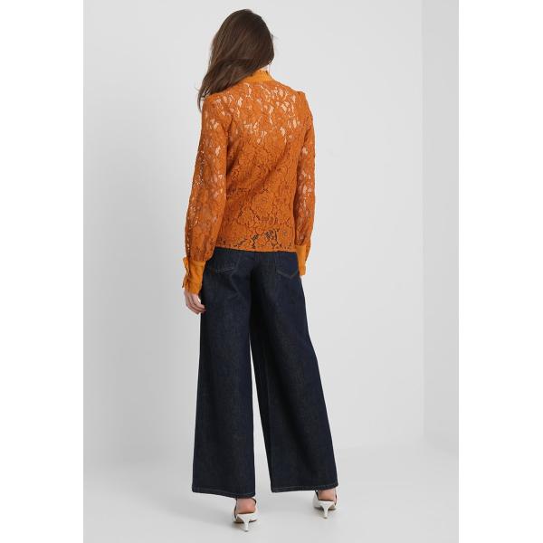 2019 Fall Apparel for Women New Arrival Lace Brown Long Sleeve Blouse Tops