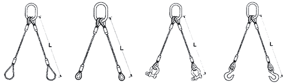 6x36WS/6x37 2 Leg Wire Rope Sling With Hook Anti Twist Two Leg Sling