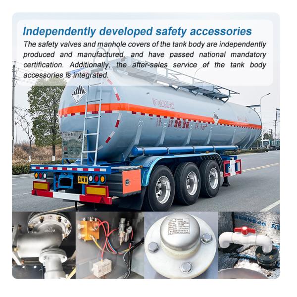 High Capacity 24000L PE Lining Hydrochloric Acid Tanker Semi Trailer With 3 Axles