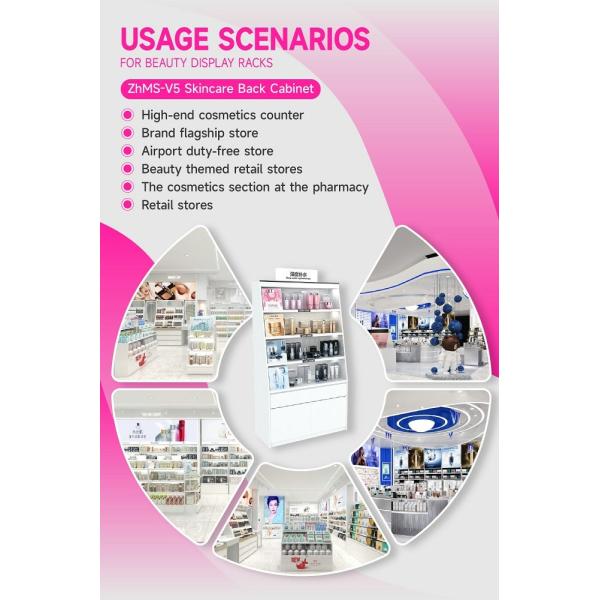 ZhMS-V5 Power Track Skincare Display Cabinet with LED Strip Lights and Black Paint