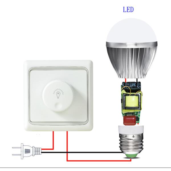 AC85-120V AC180-265V LED Lamp Dimmer Switch Brightness Controller Wall Mounted Rotary Knob