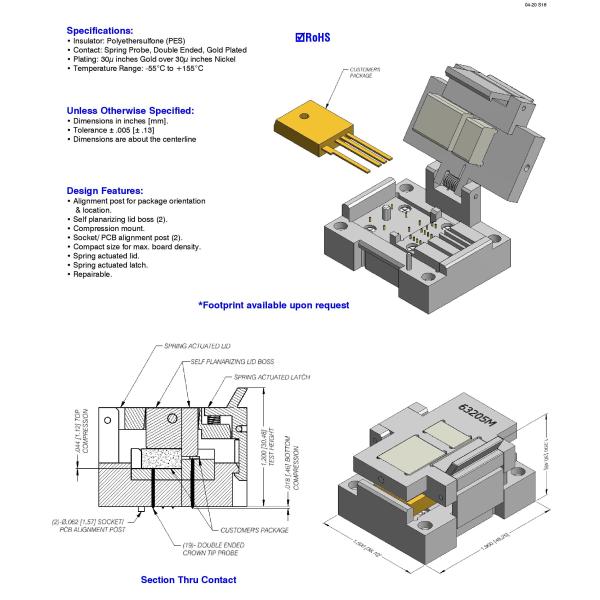 63219M Spring Probe Contactor Durable Azimuth Carrier Test Socket Azimuth Socket