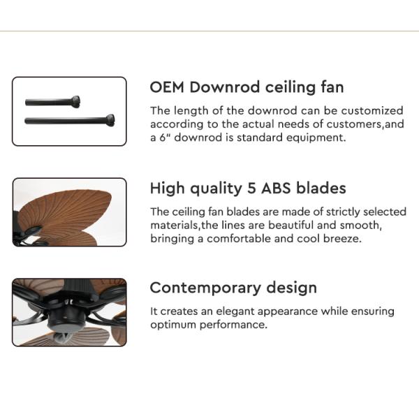ceiling fan Low Noise Decorative Tropical Large Airflow Energy Saving 5 Blades Ceiling Fan
