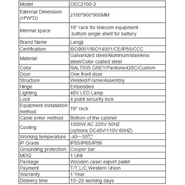 IP55 19" Rack Outdoor Equipment Cabinet With Air Conditioner