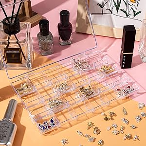 Plastic Nail Art Decorations Container, Transparent Plastic Organizer Box, Clear Storage Container Jewelry Box