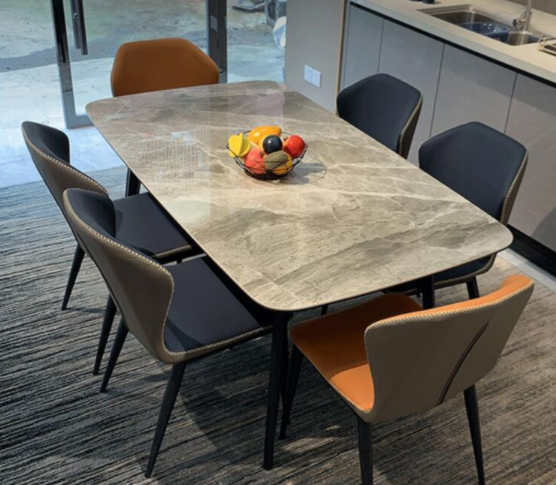 Italian Minimalist Rock Board Dining Table Rectangular Small Apartment Dining Table Combination
