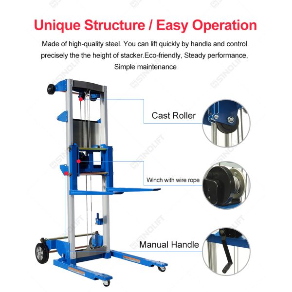 SW Series Manual Hand Winch Stacker with Straddle Legs – Superior Stability for Demanding Loads