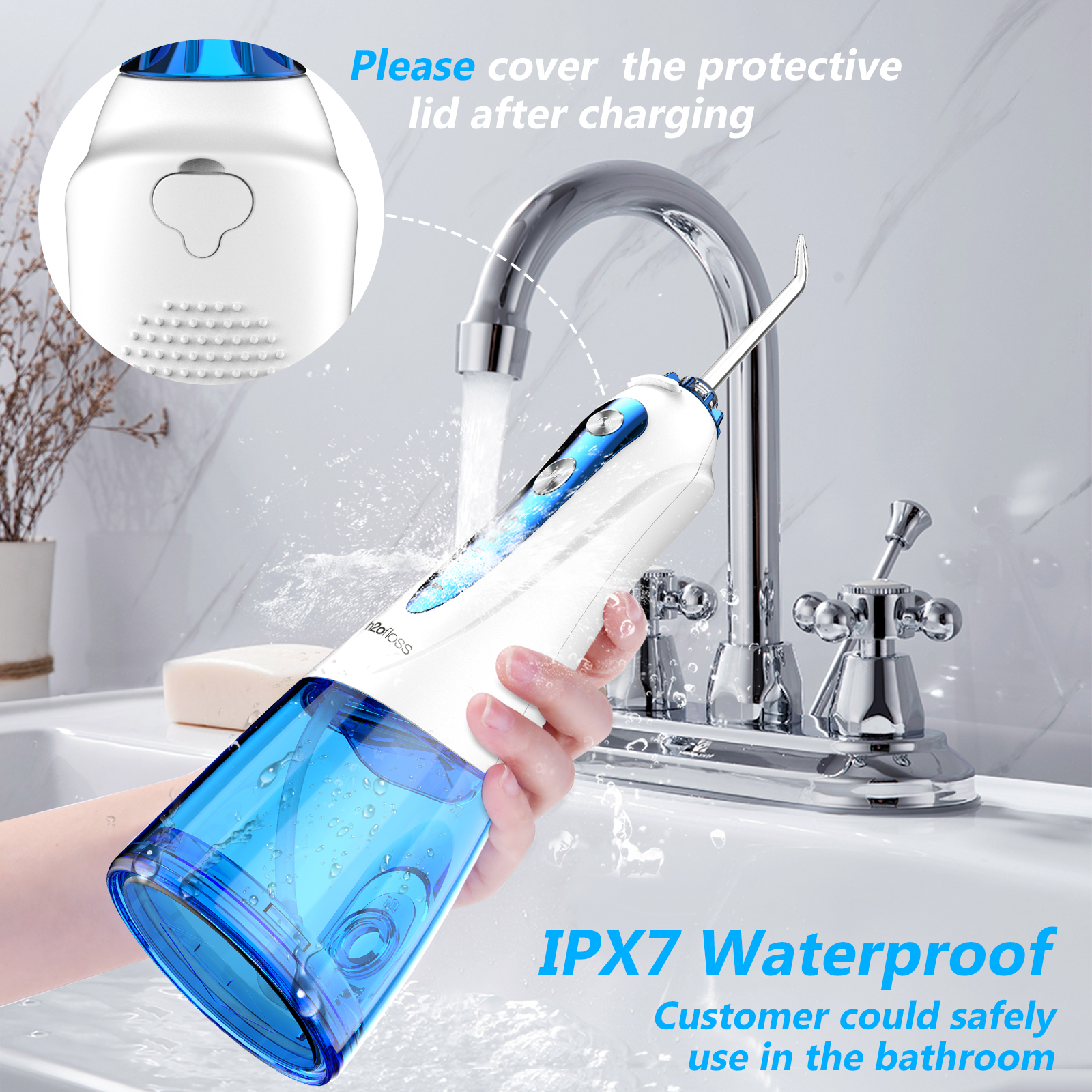 Cordless Water Flosser Rechargeable Portable Oral Irrigator Black