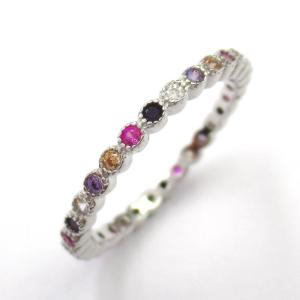 China Rainbow Stones Silver Cubic Zirconia Rings Sequential Arrangement wholesale