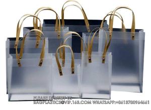 China Clear Luxury PP Handbag With Handle Reusable Custom Logo Plastic Tote Bag For Shopping Packaging Bag wholesale