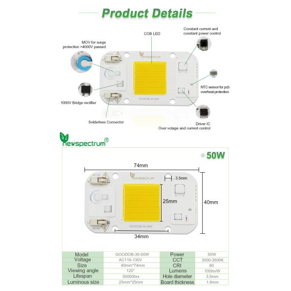3000K 6000K AC COB LED Power 10W 20W 240V Warm Rgb LED Module