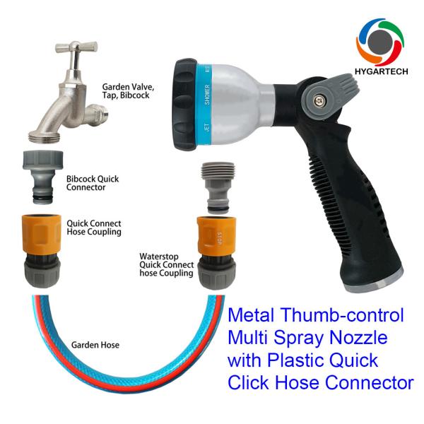 8 Modes for Different Cleaning Needs Metal Water Spray Gun for Versatile Usage
