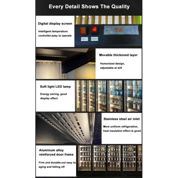 Hotel Pub Multi Transparent Glass Doors Bar Fridge For Wine Beer