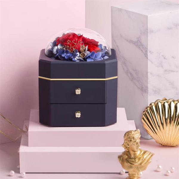 Rose 2 Layer Drawer Jewelry Box , 1200g Clear Window Wedding Ring Case ALLICO