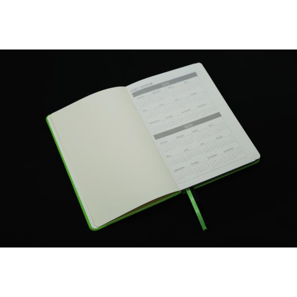 2 Ribbon Bookmarks Project Planner Notebook , Textured Leather Custom Calendar Planner