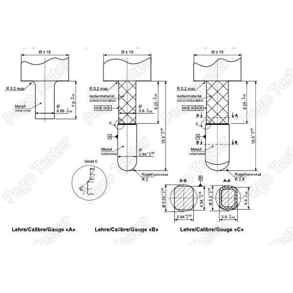 SEV1011 Calibrated Plug Socket Tester Gauge B Contact Safety 10A For Socket Outlets Plugs
