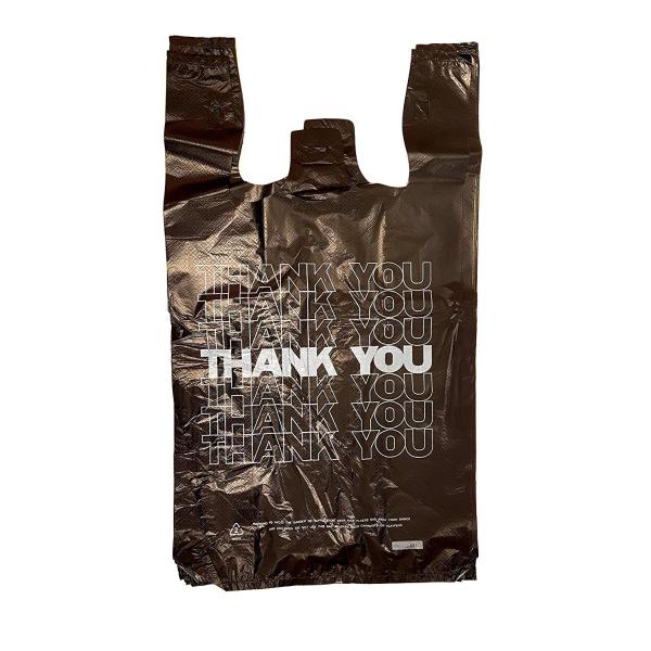 Plastic Black Bags 500 Count Extra Heavy Duty 1/6 Grocery Thank You Bags , HDPE material