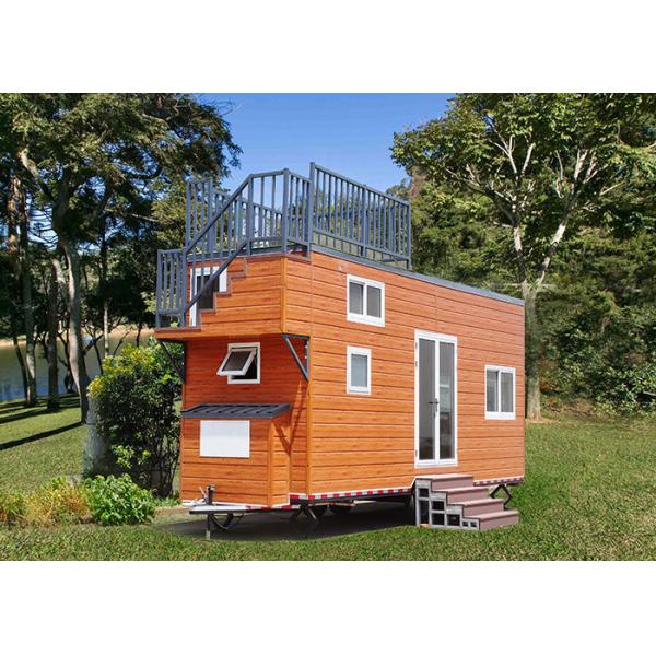Light Steel Frame Prefab Tiny House On Wheels With Small Terrace For Sale And For Rent