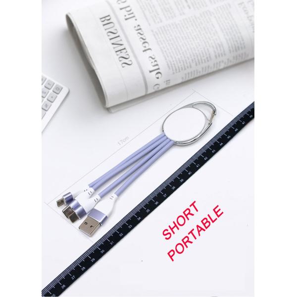 Portable 17cm 3 in 1 keyring charging cable USB 2.0 TPE Copper