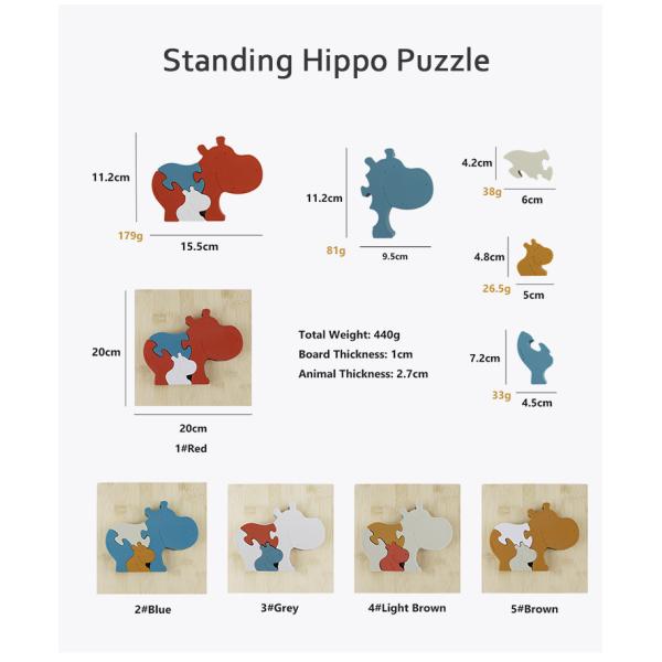 Customize Silicone Puzzle , 3D Infant Jigsaw Puzzles With Wooden Bamboo Base