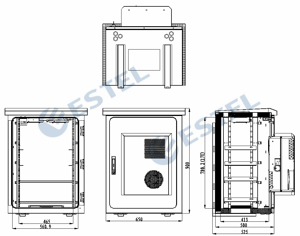 Steel IP55 19inch Rack Pole Mount Weatherproof Enclosure