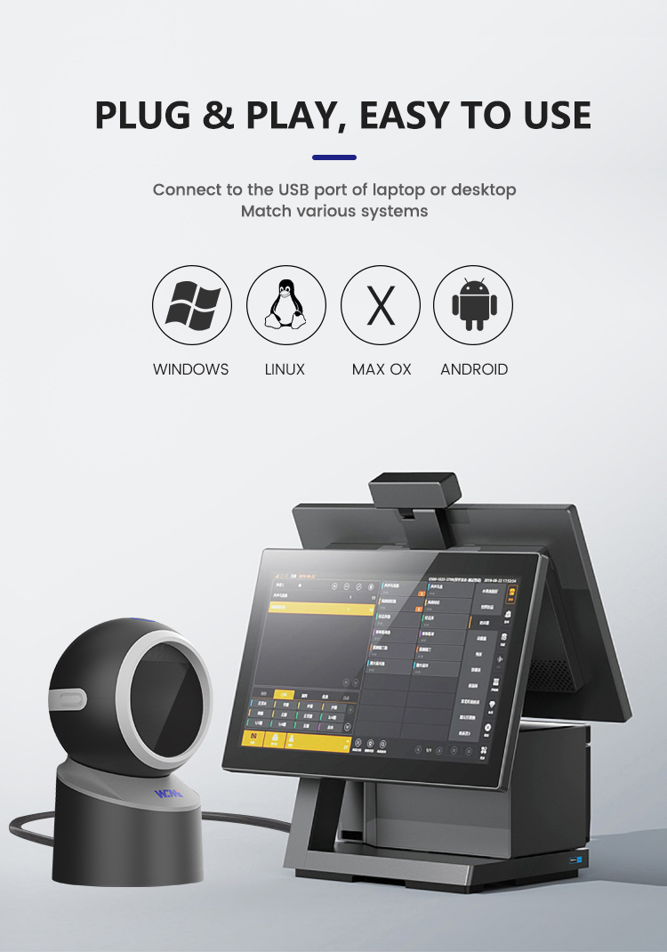 Circular Desktop Barcode Scanner 1d Qr 2d Barcode Full Code Support Cheap Sales With Free Oem Service