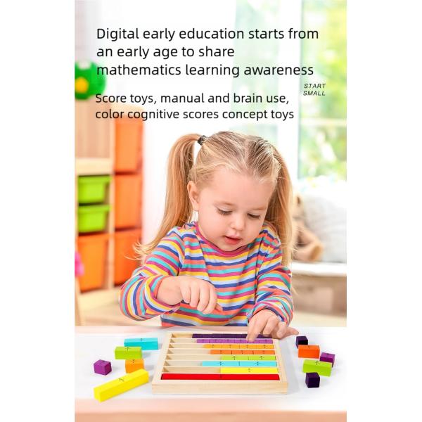 Montessori Wooden Mathematics Addition Subtraction Operation Fraction Learning Building Blocks Kids Counting Number Toys