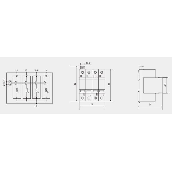 IEC61643 40KA 4 Poles AC Electrical Surge Protector Lightning Protection