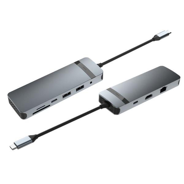 9-in-1 USB-C Hub Docking Station with 4K HDMI 100W PD USB 3.0 Card Reader Audio for MacBook