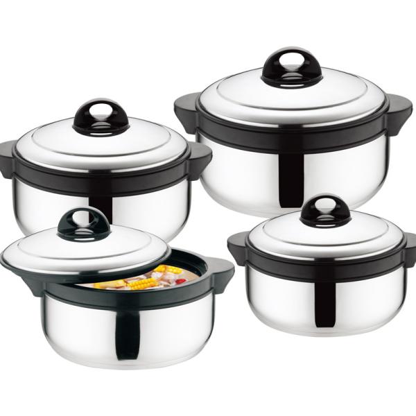 Stainless Steel 201 4pcs Thermal Stock Pot Set Large Capacity Lunch Box Modern Bento
