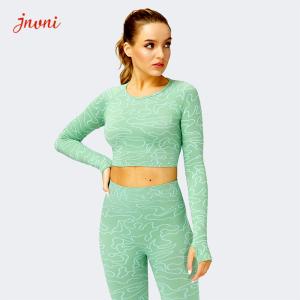 Camo Printing Long Sleeve Crop Top And Legging SGS Seamless Workout Sets For Women