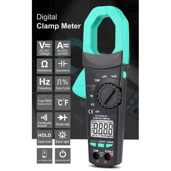 ABS electric Parts 300g Digital AC DC Clamp Meter Auto Range Multimeter True Rms Ncv Ammeter