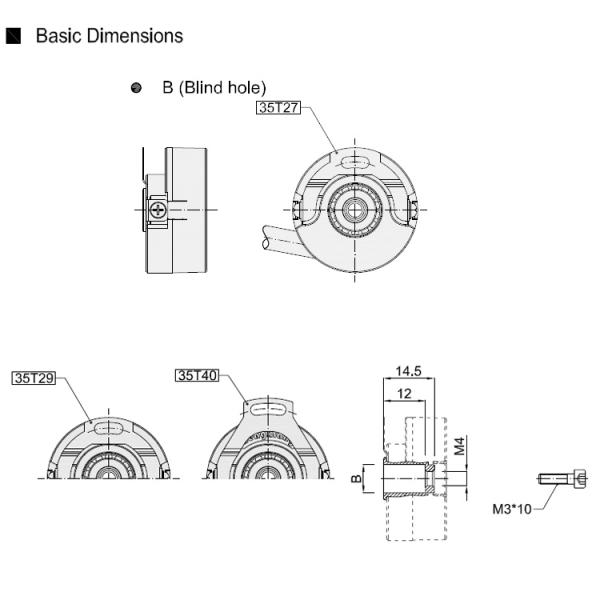 ABZUVW Signal KN35 Micro Rotary Encoder , 1024 Ppr Non Contact Rotary Encoder