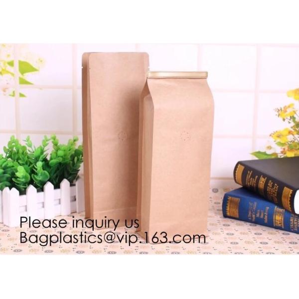 Coffee bean bag air valve kraft paper octagonal sealing aluminum foil self-supporting k bag custom coffee packagin