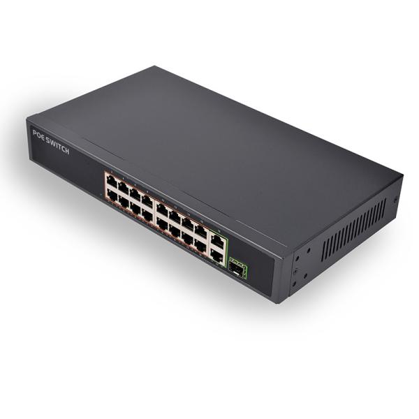 16-port 10/100M switch IEEE 802.3af/a standard 250W power backplane bandwidth 12.8 Gbps uplink port POE switch