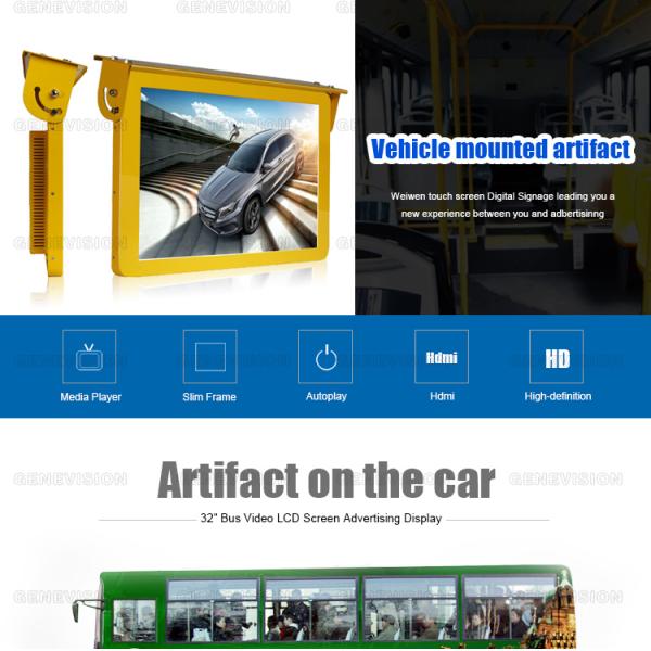 Indoor Bus Advertising Screen Digital Signage 350cd/M2 Brightness