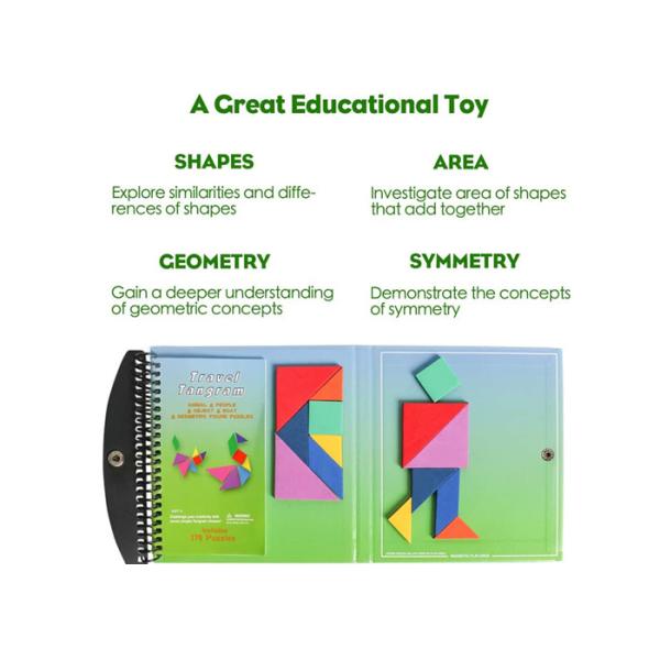 Non-Toxic Harmless Environmental Protection Tangram Puzzle Book Magnetic Activity Set