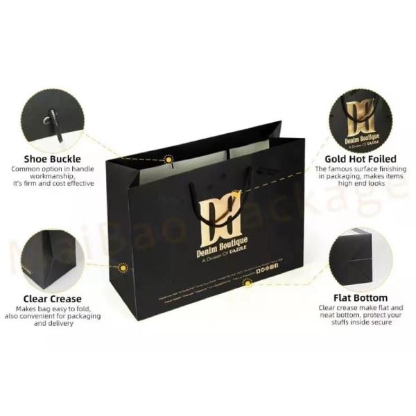 Apparel Smoky Printed Paper Shopping Bags C2S Artpaper Ribbon Handle Gift Bags