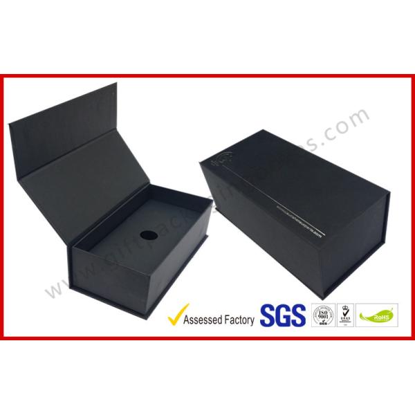 Black High End Embossed Paper Boxes Magnetic E-Cigar Packaging