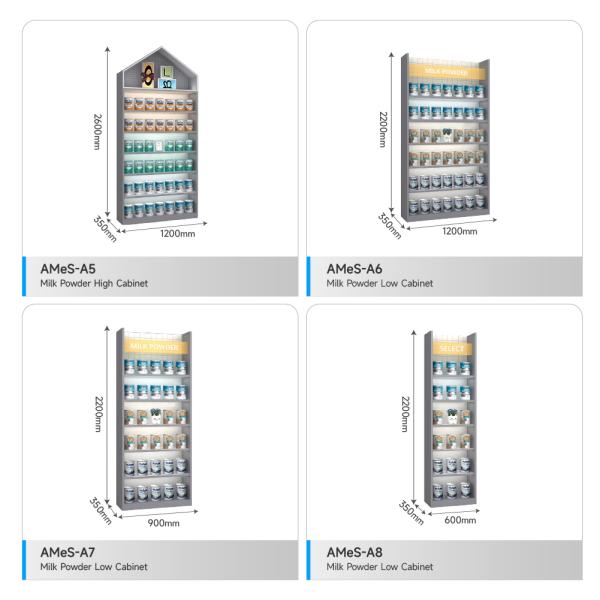 Round Edge High Cabinet Iron Powder Coated Display Cabinet for Baby Formula with Multiple Layers Mom & Baby Store Decoration