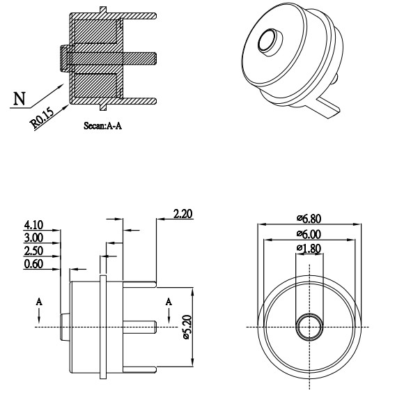 Male And Female Magnetic Connectors Round Magnetic 12v Connector 6.0mm For Portable Charger