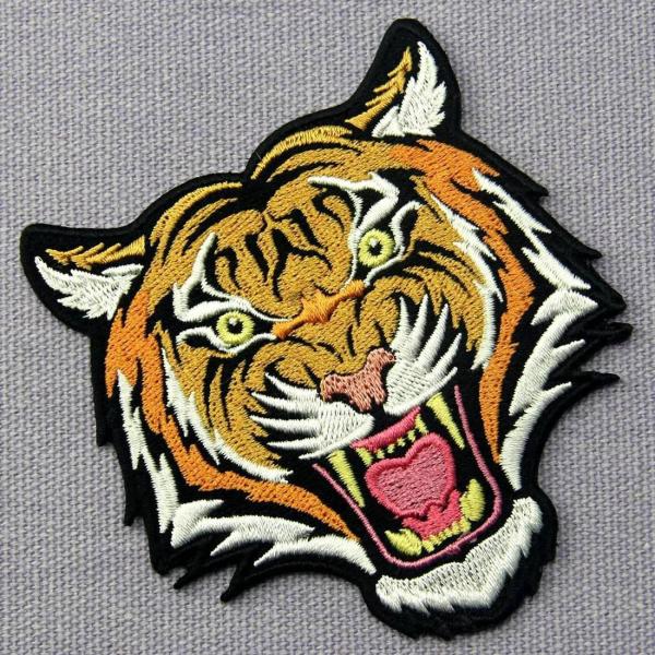 Machine Embroidered Cloth Badges Sew On Custom Tiger Animal Logo