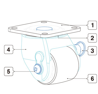 Low Profile Industrial 670kg 76mm Locking Swivel Casters With Brake