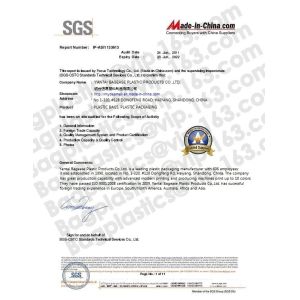 YANTAI BAGEASE ECO-FRIENDLY PACKAGING PRODUCTS CO.,LTD. Certifications