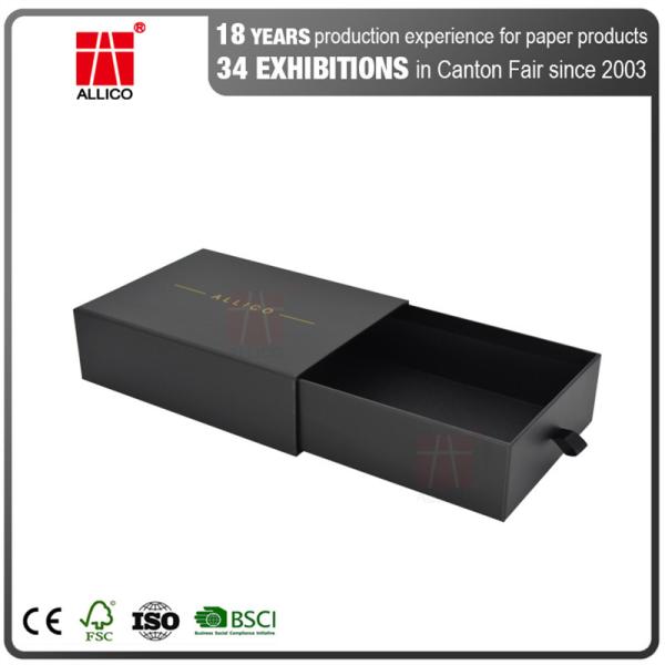 CMYK Matt Black 157G 2mm Sliding Drawer Gift Boxes Pull Out For Christmas